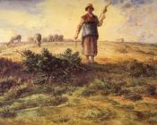A Shepherdess And Her Flock - 让·弗朗索瓦·米勒